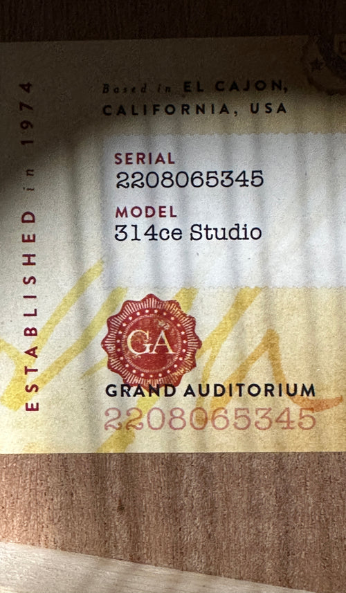 Taylor 314ce Studio - Shaded Edgeburst #65345 (Demonstration Model)