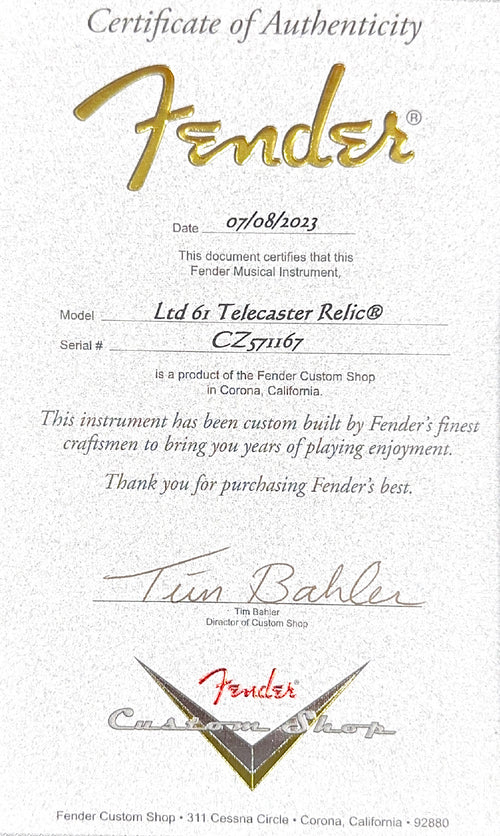 Used Fender Custom Shop LTD 1961 Telecaster Relic (2023) - Aged Silver Sparkle #71167 with Original Hard Case