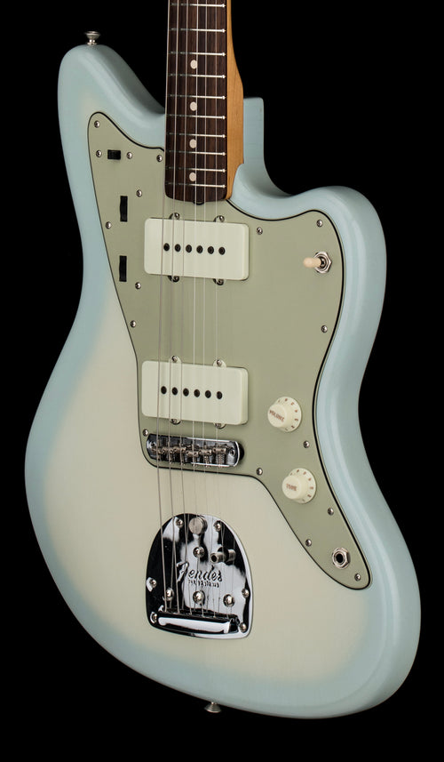 Used Fender Custom Shop Chicago Music Exchange Special '62 Jazzmaster DLX Closet Classic (2024) - Super Aged Olympic White/Sonic Blue Burst #34547 with Original Hard Case