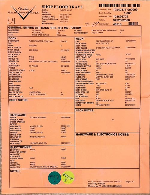 Fender Custom Shop Empire 58 Precision Bass Heavy Relic - Faded Aged Ice Blue Metallic #86336