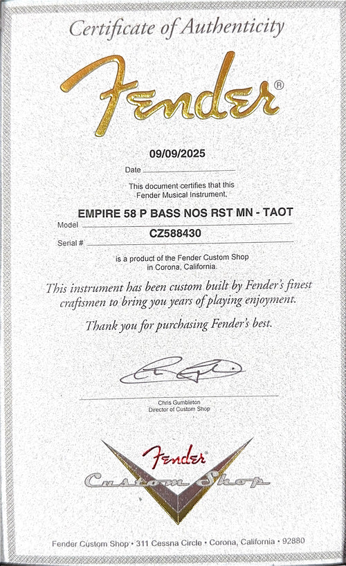 Fender Custom Shop Empire 58 Precision Bass NOS - Taos Turquoise #88430