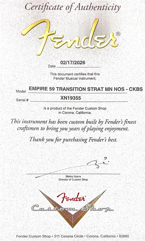 Fender Custom Shop Empire 59 Transition Stratocaster NOS - Cherry Kiss Burst #19355