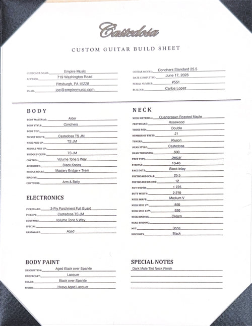 Castedosa Guitars Conchers Standard - Aged Black over Sparkle #551