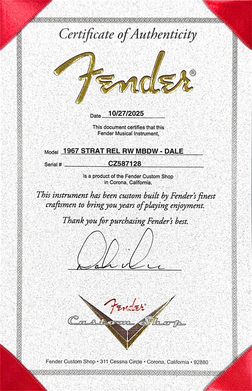 Fender Custom Shop Dale Wilson Masterbuilt Empire 67 Stratocaster Relic - Black #87128