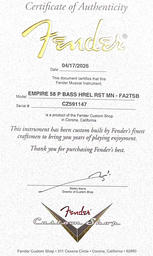 Fender Custom Shop Empire 58 Precision Bass Heavy Relic - Faded Aged 2-Color Sunburst #91147