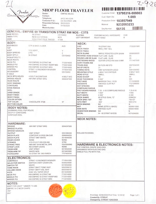 Fender Custom Shop Empire 59 Transition Stratocaster NOS - Chocolate 3-Tone Sunburst #19337