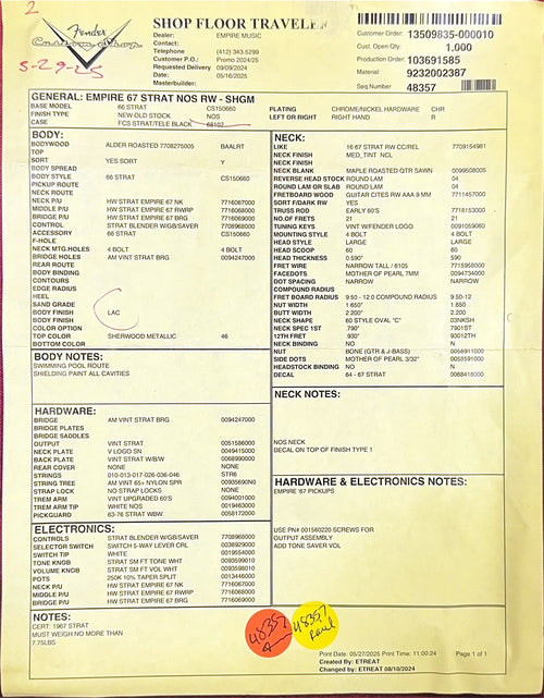 Fender Custom Shop Empire 67 Stratocaster NOS - Sherwood Green Metallic #86881