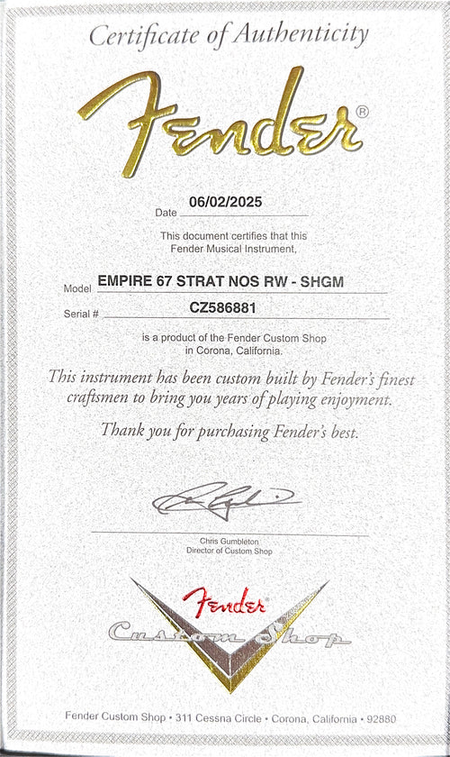 Fender Custom Shop Empire 67 Stratocaster NOS - Sherwood Green Metallic #86881