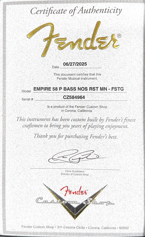 Fender Custom Shop Empire 58 Precision Bass NOS - Frost Gold #84964