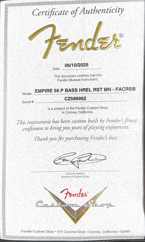 Fender Custom Shop Empire 58 Precision Bass Heavy Relic - Faded Aged Crimson Burst #86862