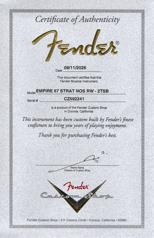 Fender Custom Shop Empire '67 Stratocaster NOS - 2-Color Sunburst #92241