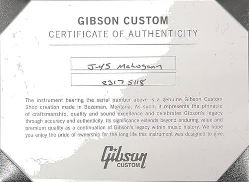 Gibson Custom Shop J-45 All Mahogany - TV Yellow #75118