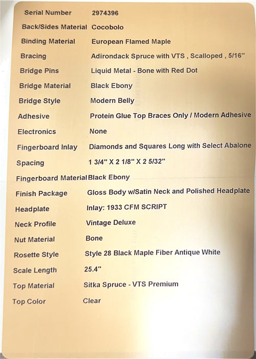 Martin Custom Shop D-28 Modern Deluxe Style Sitka Spruce VTS/Cocobolo #74396 (Empire Music Spec)