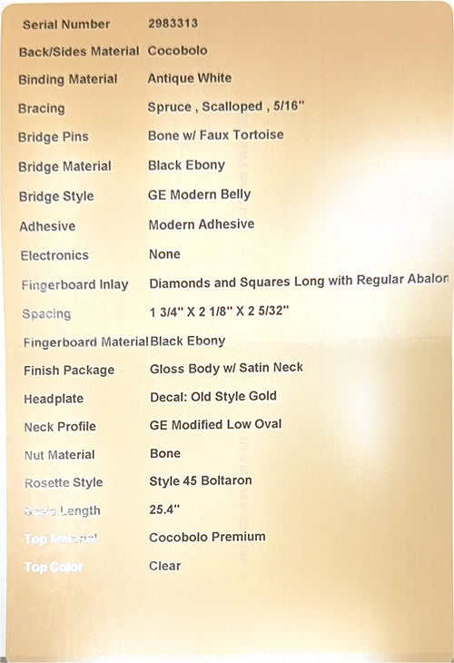 Martin Custom Shop HD-28 Style Cocobolo #83313 (Empire Music Spec)