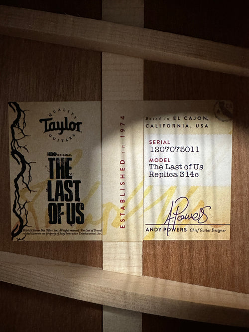 Used Taylor "The Last of Us" Replica 314c (2025) #75011 with Original Hard Case