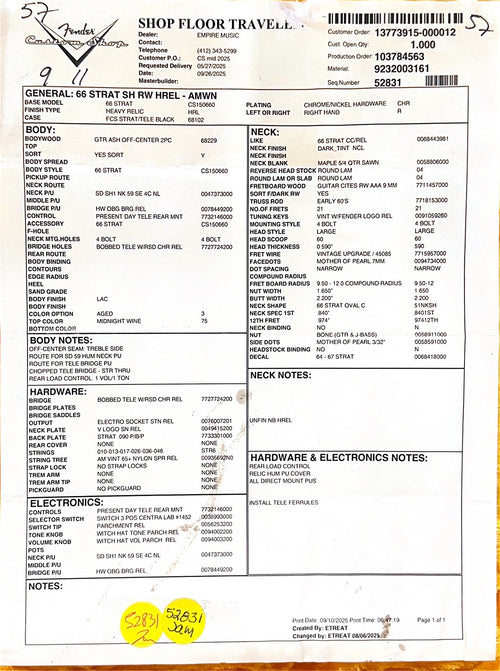 Fender Custom Shop 1966 Stratocaster SH Heavy Relic - Aged Midnight Wine #88062