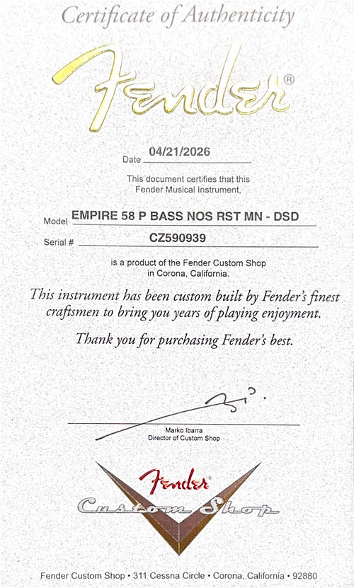 Fender Custom Shop Empire 58 Precision Bass NOS - Desert Sand #90939