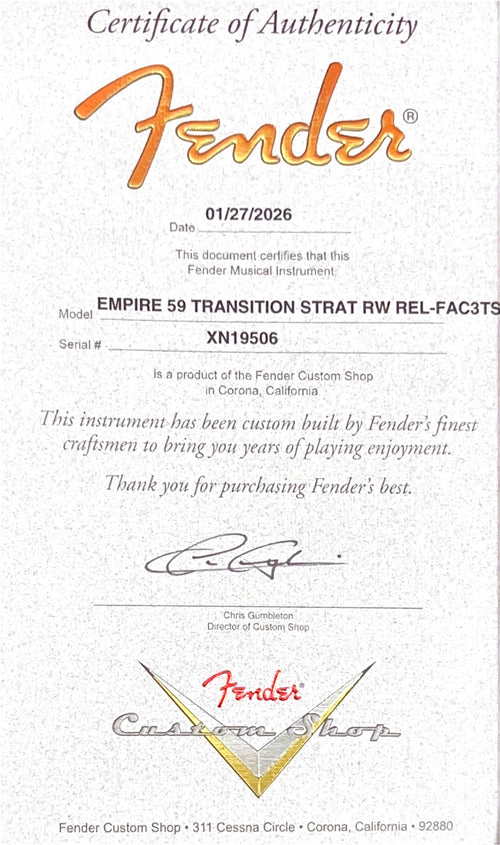 Fender Custom Shop Empire 59 Transition Stratocaster Relic - Faded Aged Chocolate 3-Color Sunburst #19506