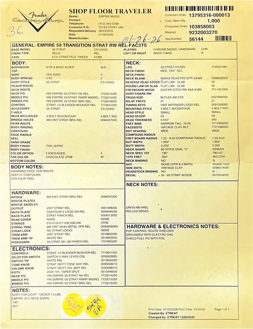 Fender Custom Shop Empire 59 Transition Stratocaster Relic - Faded Aged Chocolate 3-Color Sunburst #19506