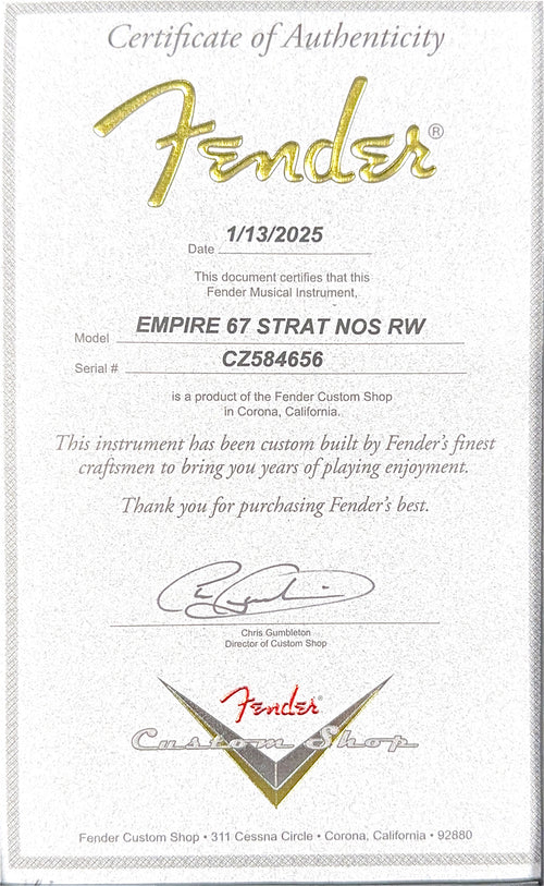 Fender Custom Shop Empire 67 Stratocaster NOS - Lake Placid Blue #84656
