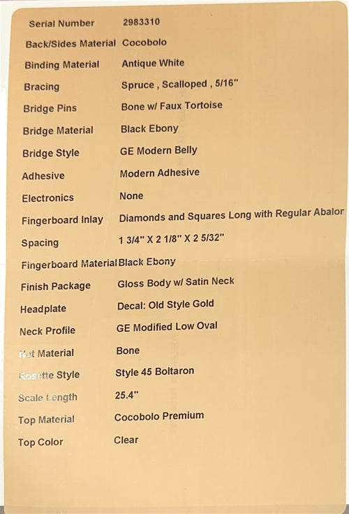 Martin Custom Shop HD-28 Style Cocobolo #83310 (Empire Music Spec)