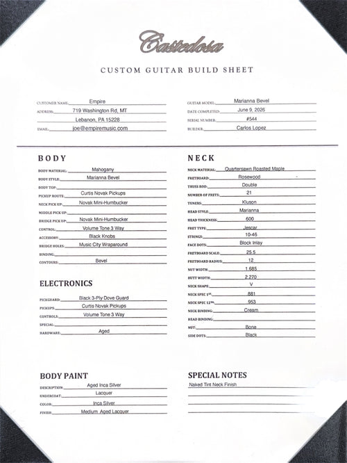 Castedosa Guitars Marianna Bevel - Aged Inca Silver #544