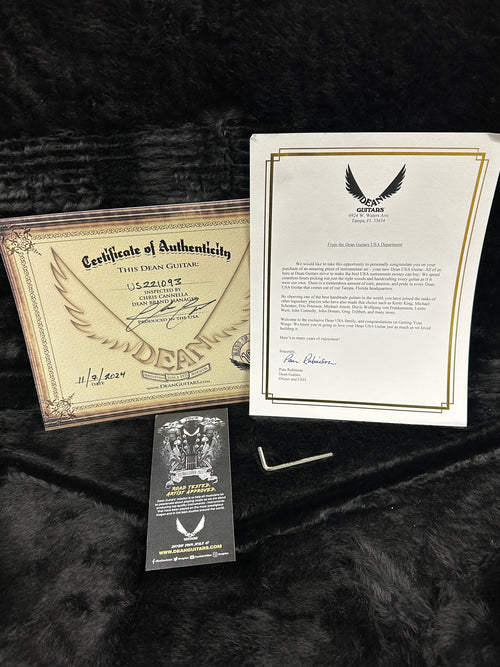 Dean USA ML Flame Top Hardtail String Through - Emerald Green Burst #21093