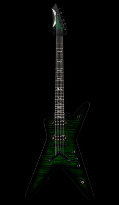Dean USA ML Flame Top Hardtail String Through - Emerald Green Burst #21093