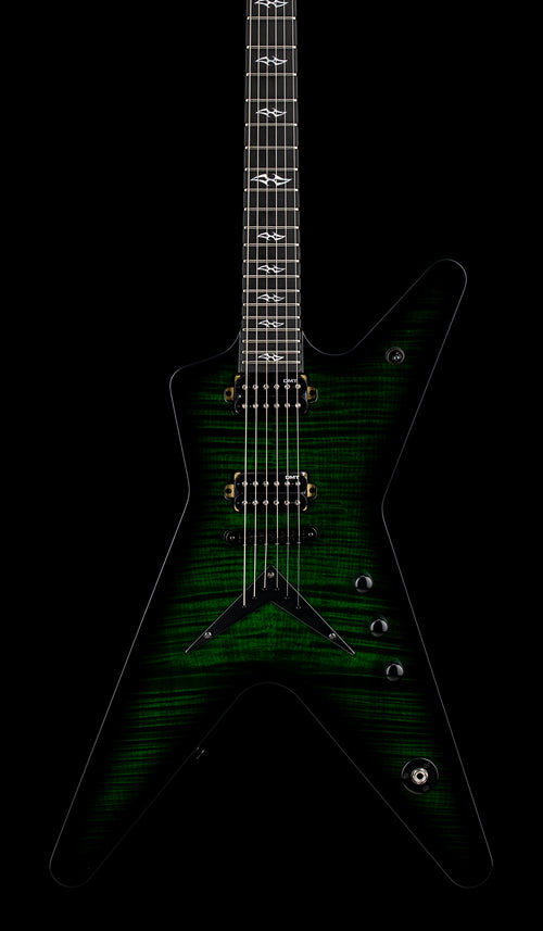 Dean USA ML Flame Top Hardtail String Through - Emerald Green Burst #21093
