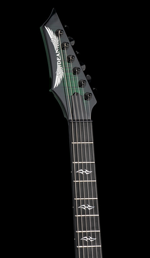 Dean USA ML Flame Top Hardtail String Through - Emerald Green Burst #21093