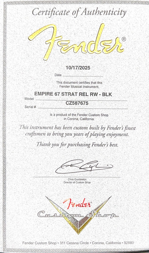 Fender Custom Shop Empire 67 Stratocaster Relic - Black #87675