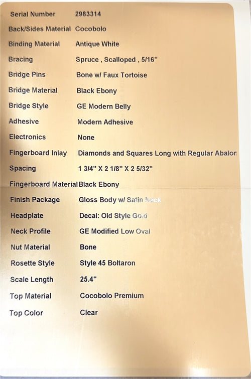 Martin Custom Shop HD-28 Style Cocobolo #83314 (Empire Music Spec)