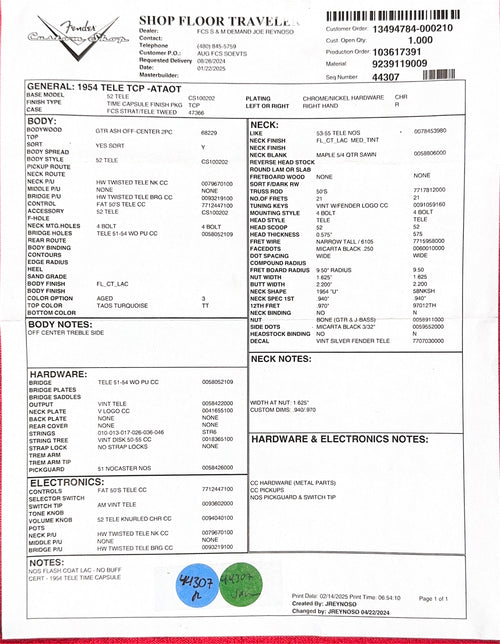 Fender Custom Shop 1954 Telecaster Time Capsule Package - Aged Taos Turquoise #42781