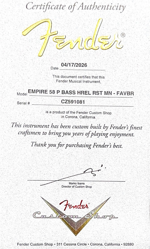 Fender Custom Shop Empire 58 Precision Bass Heavy Relic - Faded Aged Violin Burst #91081