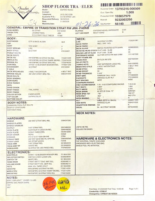 Fender Custom Shop Empire 59 Transition Stratocaster Journeyman Relic - Faded Aged Daphne Blue #19520