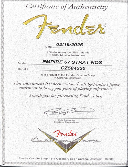 Fender Custom Shop Empire 67 Stratocaster NOS - Candy Tangerine #84330