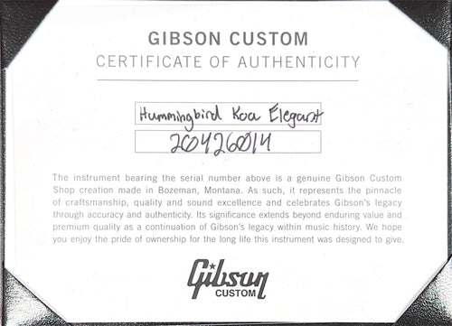 Gibson Custom Shop Hummingbird Elegant Koa - Honey Burst #26014