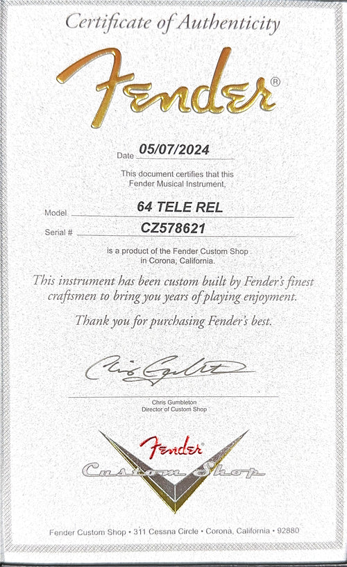 Used Fender Custom Shop 1964 Telecaster Relic (2024) - Aged Fiesta Red #78621 with Original Hard Case