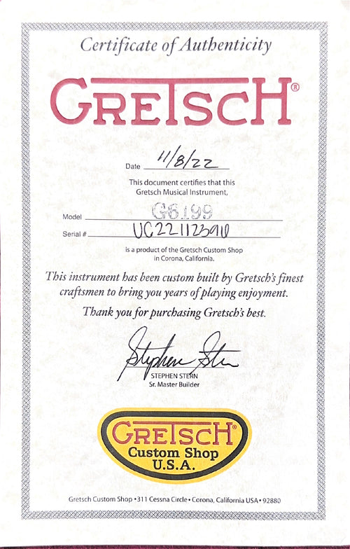 Used Gretsch Custom Shop Masterbuilt Gonzalo Madrigal G6199 Caddy Bo Relic (2022) - Super Faded TV Yellow #12396 with Original Hard Case