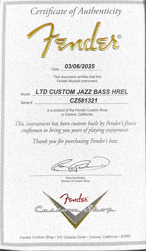 Fender Custom Shop Limited Edition Custom Jazz Bass Heavy Relic - Aged Natural #81321