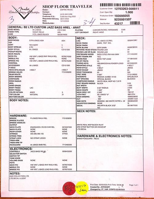 Fender Custom Shop Limited Edition Custom Jazz Bass Heavy Relic - Aged Natural #81321