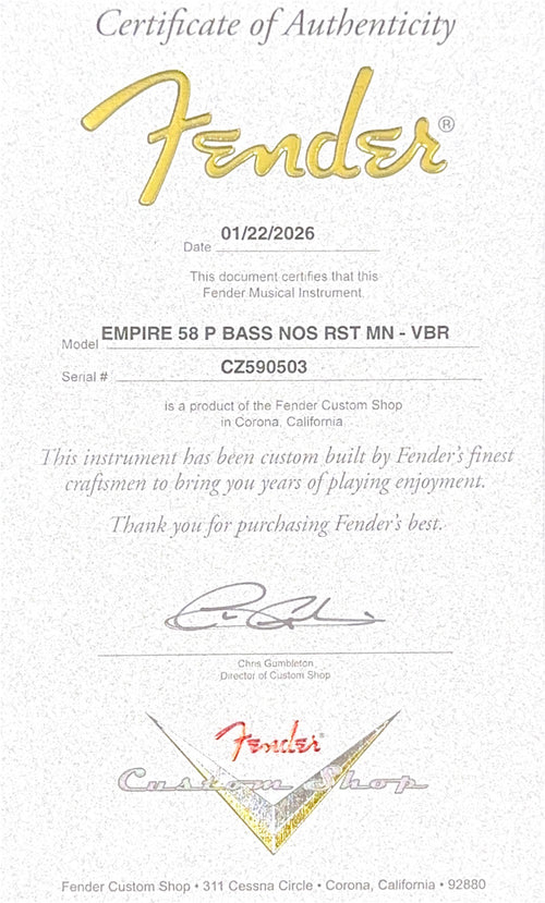 Fender Custom Shop Empire 58 Precision Bass NOS - Violin Burst #90503