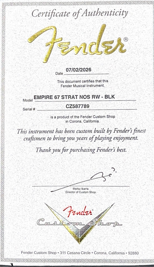 Fender Custom Shop Empire 67 Stratocaster NOS - Black #87789