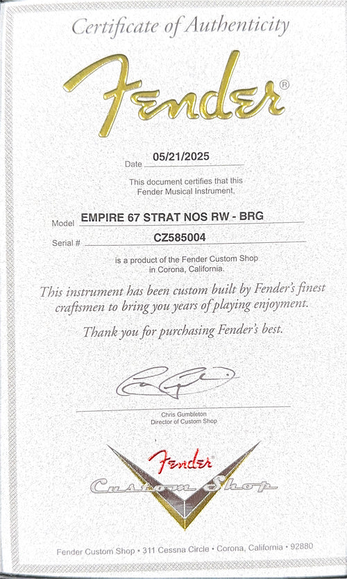 Fender Custom Shop Empire 67 Stratocaster NOS - British Racing Green #85004