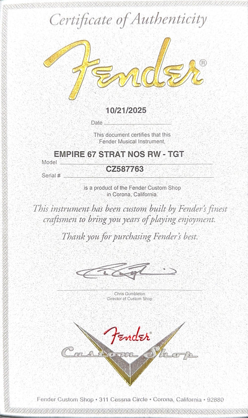 Fender Custom Shop Empire 67 Stratocaster NOS - Teal Green Transparent #87763