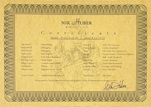 Nik Huber Guitars Dolphin '59 - Faded Sunburst #65437