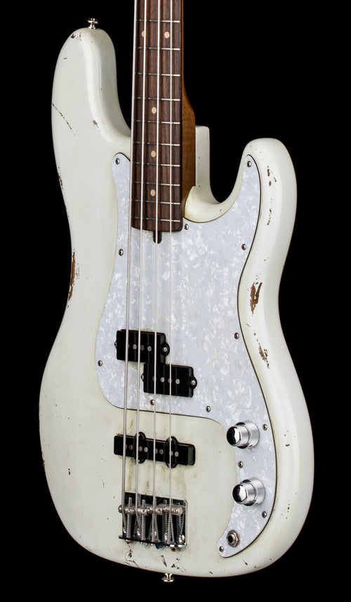 Used Olinto by La Bella PJ Bass Relic - White #1774 with Hard Case