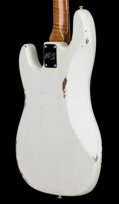 Used Olinto by La Bella PJ Bass Relic - White #1774 with Hard Case