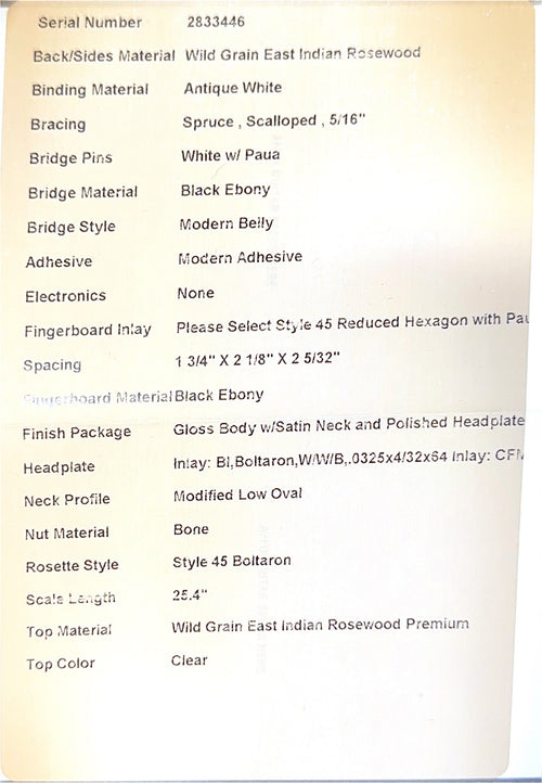 Martin Custom Shop D-41 Style Wild Grain East Indian Rosewood (Empire Music Spec) #33446