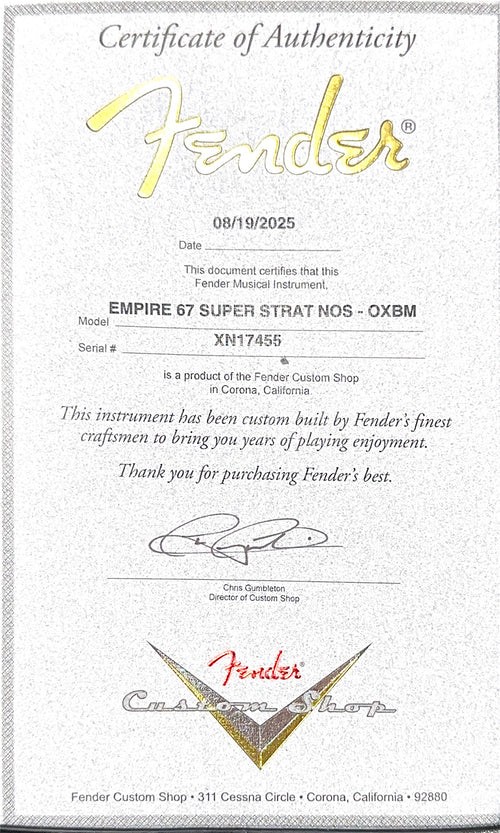 Fender Custom Shop Empire 67 Super Stratocaster HSS NOS - Oxblood Metallic #17455